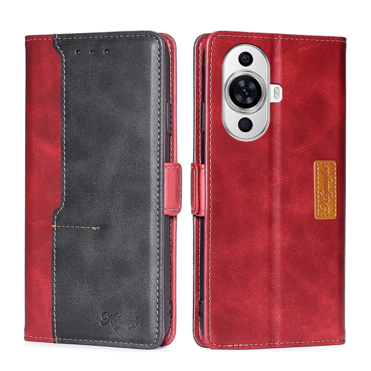 

For Huawei nova 11 4G Contrast Color Side Buckle Leather Phone Case(Red + Black)