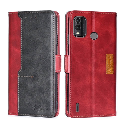 

For Nokia G11 Plus Contrast Color Side Buckle Leather Phone Case(Red + Black)
