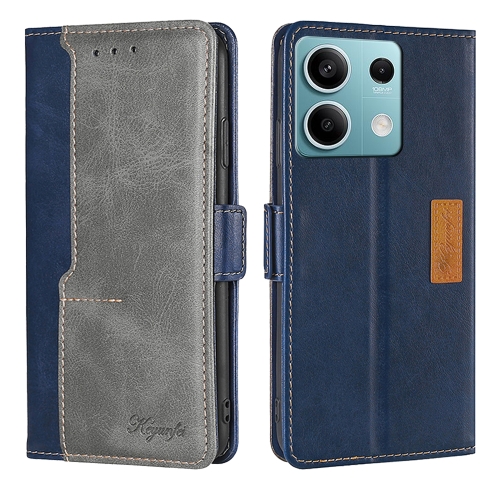 For Xiaomi Redmi Note 13 4G Contrast Color Side Buckle Leather Phone Case(Blue + Grey) сотовый телефон realme note 50 3 64gb blue