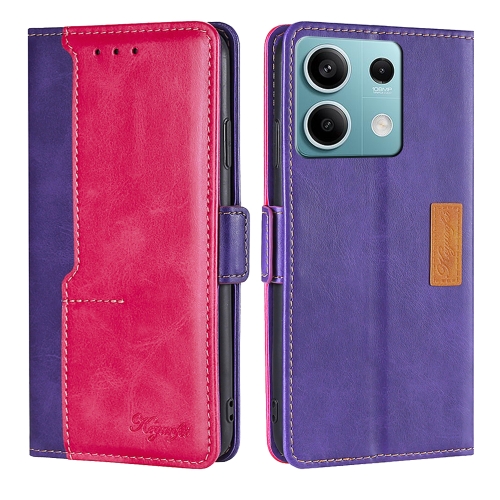 

For Xiaomi Redmi Note 13 4G Contrast Color Side Buckle Leather Phone Case(Purple + Rose Red)