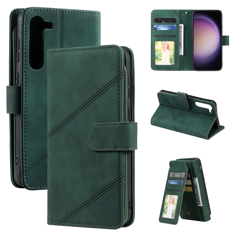 

For Samsung Galaxy S23 5G Skin Feel Multi-card Wallet Leather Phone Case(Green)