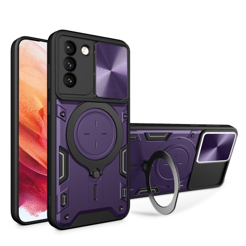 

For Samsung Galaxy S21+ 5G CD Texture Sliding Camshield Magnetic Holder Phone Case(Purple)