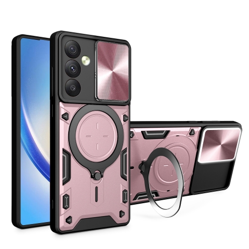 

For Samsung Galaxy A54 5G CD Texture Sliding Camshield Magnetic Holder Phone Case(Pink)