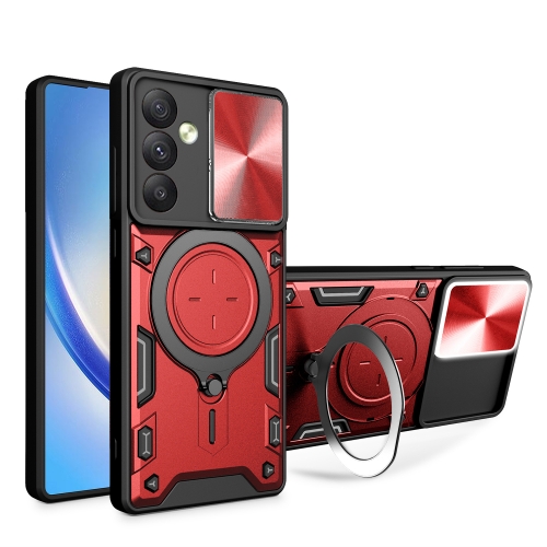 

For Samsung Galaxy A54 5G CD Texture Sliding Camshield Magnetic Holder Phone Case(Red)
