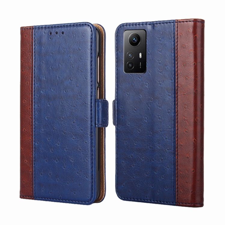 

For Xiaomi Redmi Note 12S 4G Ostrich Texture Horizontal Flip Leather Phone Case(Blue)