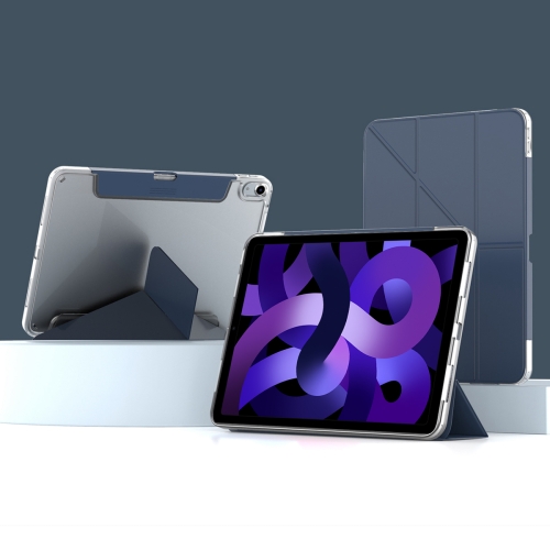 

For iPad Air 2022 / 2020 10.9 Mutural Deformation Stand Smart Leather Tablet Case(Dark Blue)