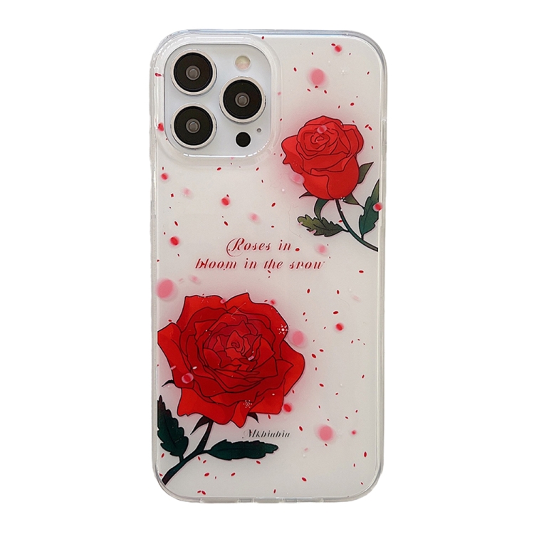 

For iPhone 14 Pro Dual-side Laminating Transparent TPU Phone Case(Two Red Roses)