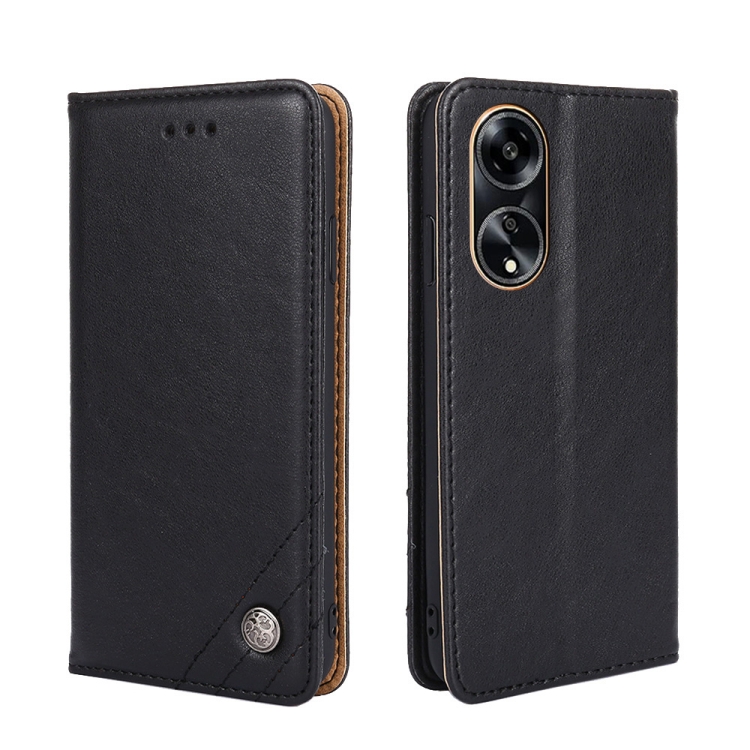 

For OPPO A1 5G Non-Magnetic Retro Texture Leather Phone Case(Black)