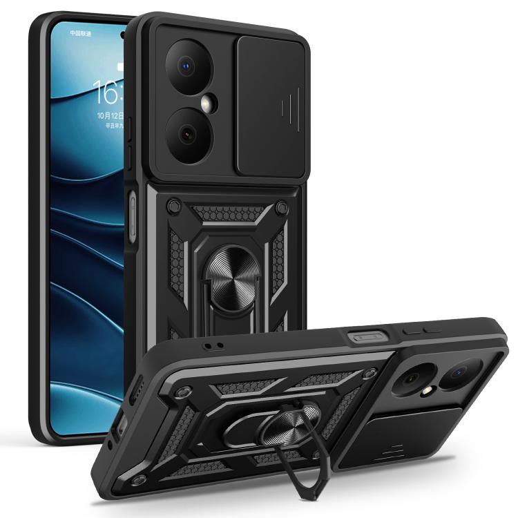 

For Huawei Nova Y73 Sliding Camera Cover Design TPU+PC Phone Case(Black)