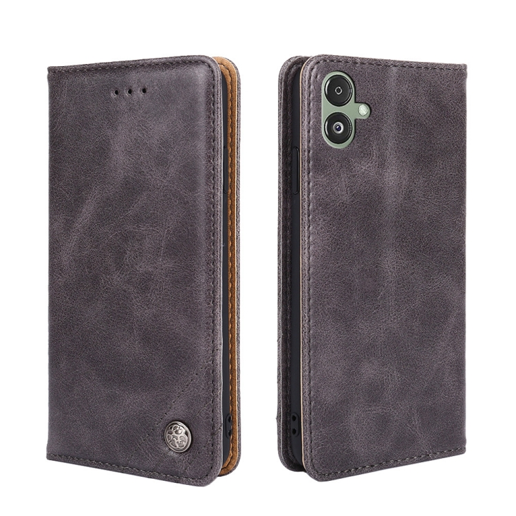 

For Samsung Galaxy F14 5G Non-Magnetic Retro Texture Leather Phone Case(Grey)