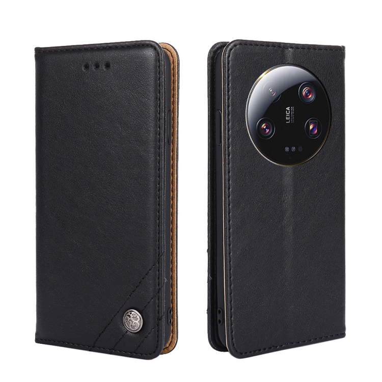 

For Xiaomi 13 Ultra 5G Non-Magnetic Retro Texture Leather Phone Case(Black)