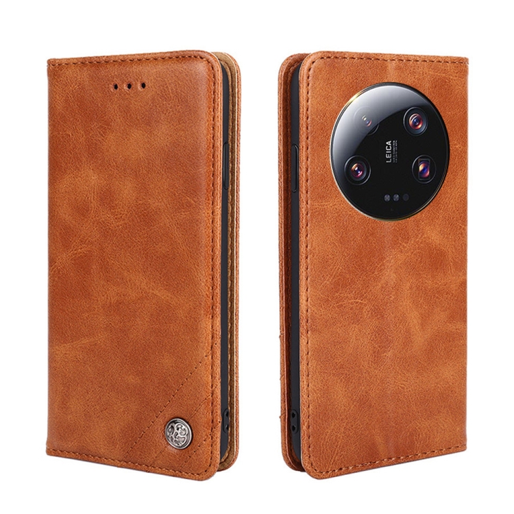 

For Xiaomi 13 Ultra 5G Non-Magnetic Retro Texture Leather Phone Case(Brown)