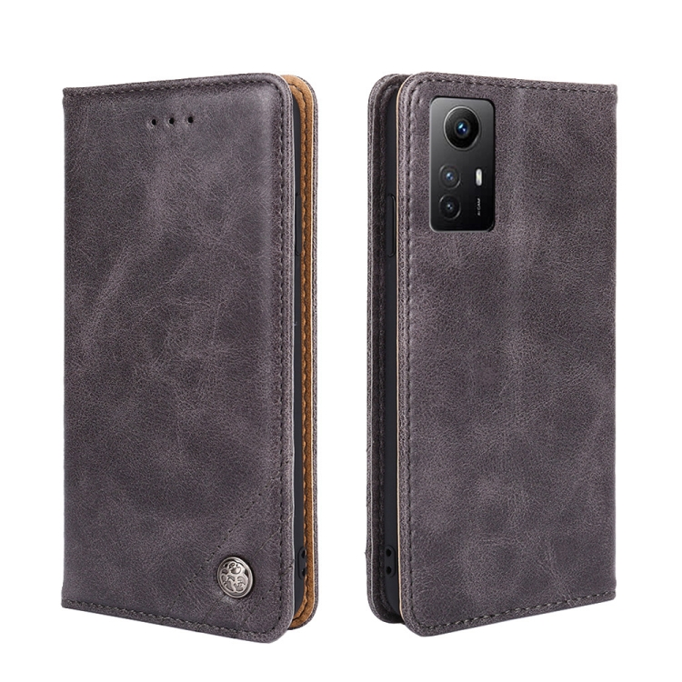 

For Xiaomi Redmi Note 12S Non-Magnetic Retro Texture Leather Phone Case(Grey)