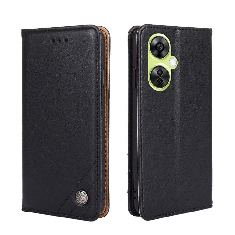 

For OnePlus Nord CE 3 Lite 5G Non-Magnetic Retro Texture Leather Phone Case(Black)