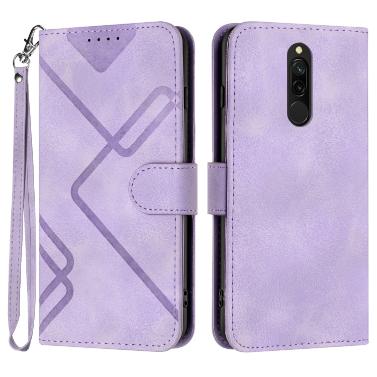 

For Xiaomi Redmi 8 Line Pattern Skin Feel Leather Phone Case(Light Purple)