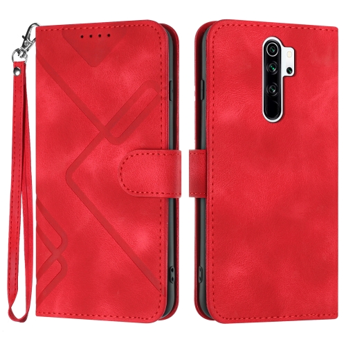 

For Xiaomi Redmi 9/9 Prime/Poco M2 Line Pattern Skin Feel Leather Phone Case(Red)