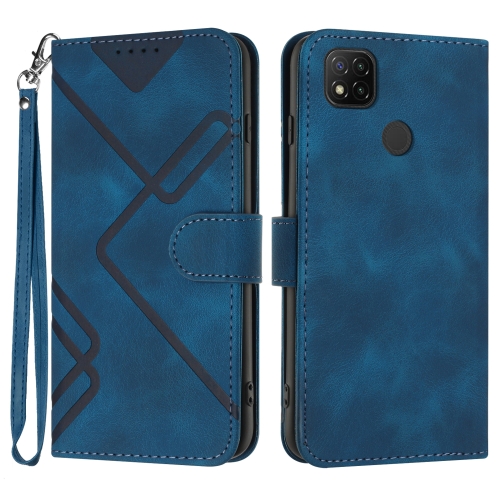 

For Xiaomi Redmi 10A 4G Line Pattern Skin Feel Leather Phone Case(Royal Blue)