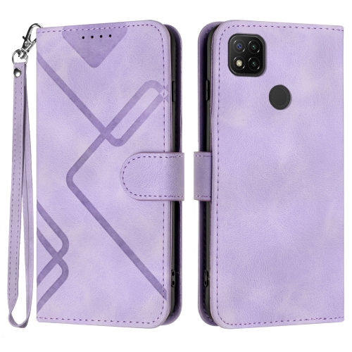 

For Xiaomi Redmi 10A 4G Line Pattern Skin Feel Leather Phone Case(Light Purple)