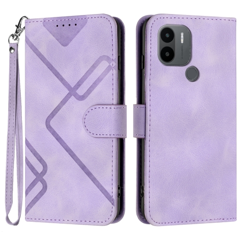 

For Xiaomi Redmi A1+ Line Pattern Skin Feel Leather Phone Case(Light Purple)