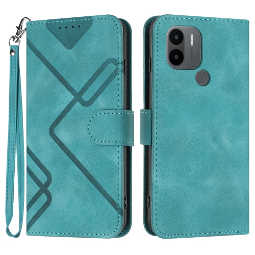 

For Xiaomi Redmi A1+ Line Pattern Skin Feel Leather Phone Case(Light Blue)