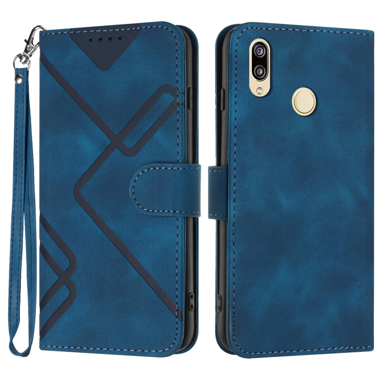

For Xiaomi Redmi Note 7 Line Pattern Skin Feel Leather Phone Case(Royal Blue)