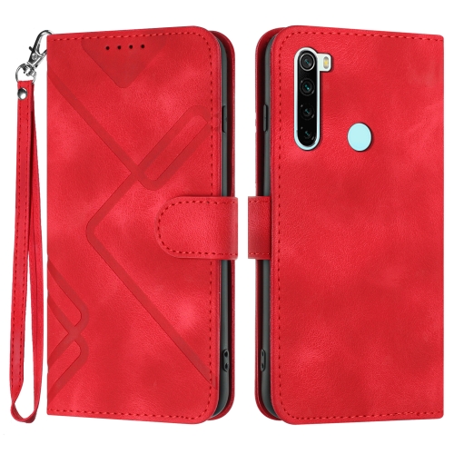 

For Xiaomi Redmi Note 8T Line Pattern Skin Feel Leather Phone Case(Red)