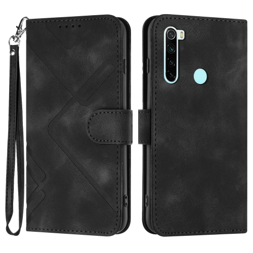 

For Xiaomi Redmi Note 8T Line Pattern Skin Feel Leather Phone Case(Black)