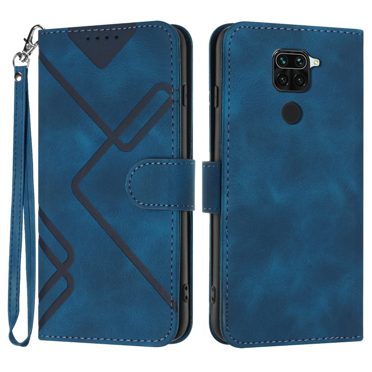 

For Xiaomi Redmi Note 9 Global/10X 4G Line Pattern Skin Feel Leather Phone Case(Royal Blue)