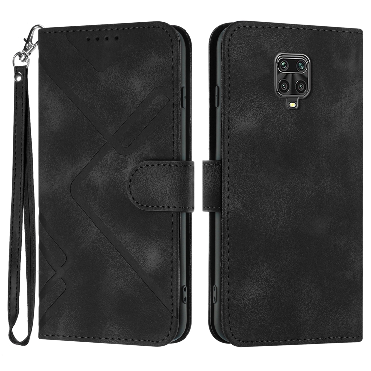 

For Xiaomi Redmi Note 9 Pro Line Pattern Skin Feel Leather Phone Case(Black)