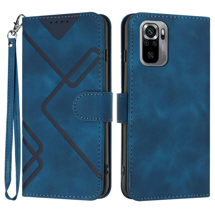 

For Xiaomi Redmi Note 10 4G Global Line Pattern Skin Feel Leather Phone Case(Royal Blue)