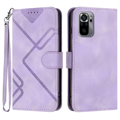 

For Xiaomi Redmi Note 10 4G Global Line Pattern Skin Feel Leather Phone Case(Light Purple)