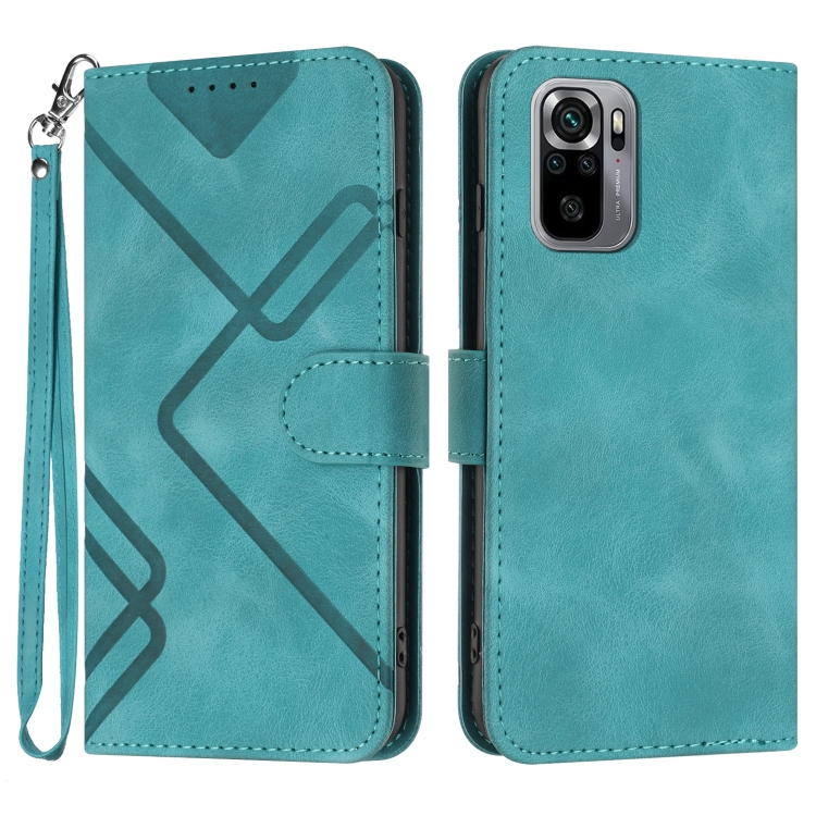 

For Xiaomi Redmi Note 10 4G Global Line Pattern Skin Feel Leather Phone Case(Light Blue)