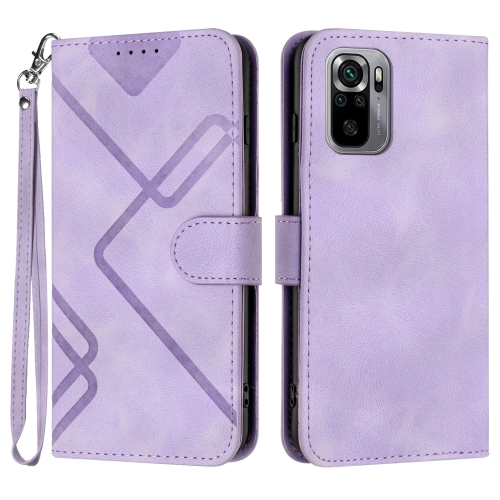 

For Xiaomi Redmi Note 11SE 4G India Line Pattern Skin Feel Leather Phone Case(Light Purple)