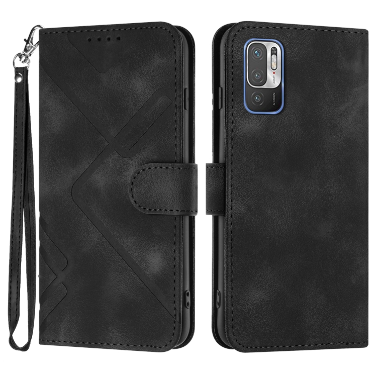 

For Xiaomi Redmi Note 10 5G Line Pattern Skin Feel Leather Phone Case(Black)