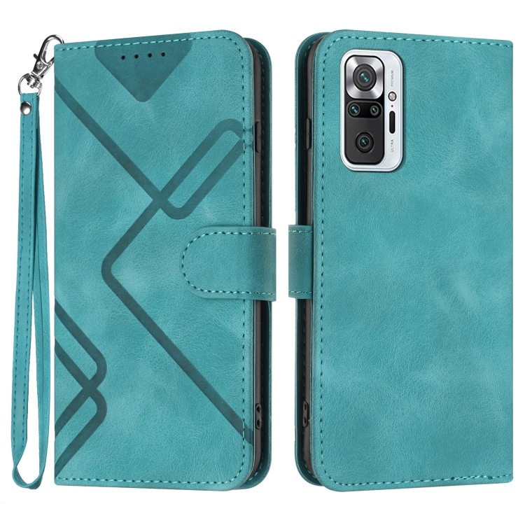 

For Xiaomi Redmi Note 10 Pro 4G Global Line Pattern Skin Feel Leather Phone Case(Light Blue)