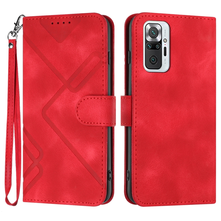 

For Xiaomi Redmi Note 10 Pro Max Line Pattern Skin Feel Leather Phone Case(Red)