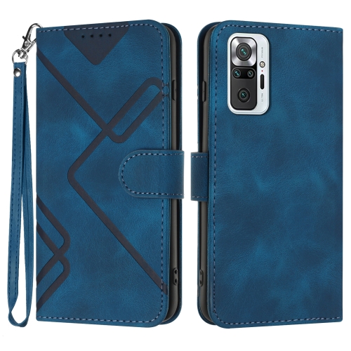 

For Xiaomi Redmi Note 10 Pro Max Line Pattern Skin Feel Leather Phone Case(Royal Blue)