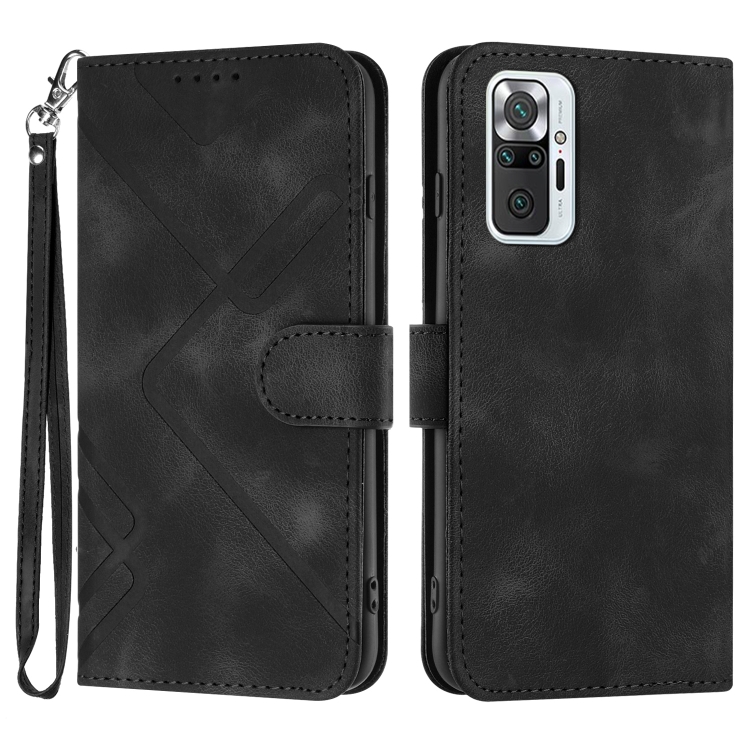 

For Xiaomi Redmi Note 10 Pro Max Line Pattern Skin Feel Leather Phone Case(Black)