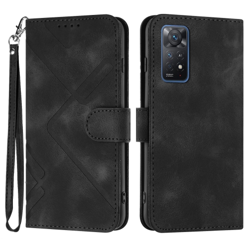 

For Xiaomi Redmi Note 11 Pro 4G/5G Global Line Pattern Skin Feel Leather Phone Case(Black)