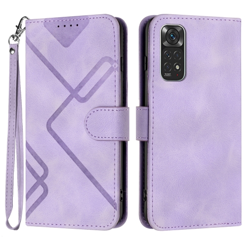 

For Xiaomi Redmi Note 11 4G Global Line Pattern Skin Feel Leather Phone Case(Light Purple)