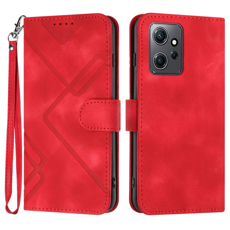 

For Xiaomi Redmi Note 12 4G Global Line Pattern Skin Feel Leather Phone Case(Red)