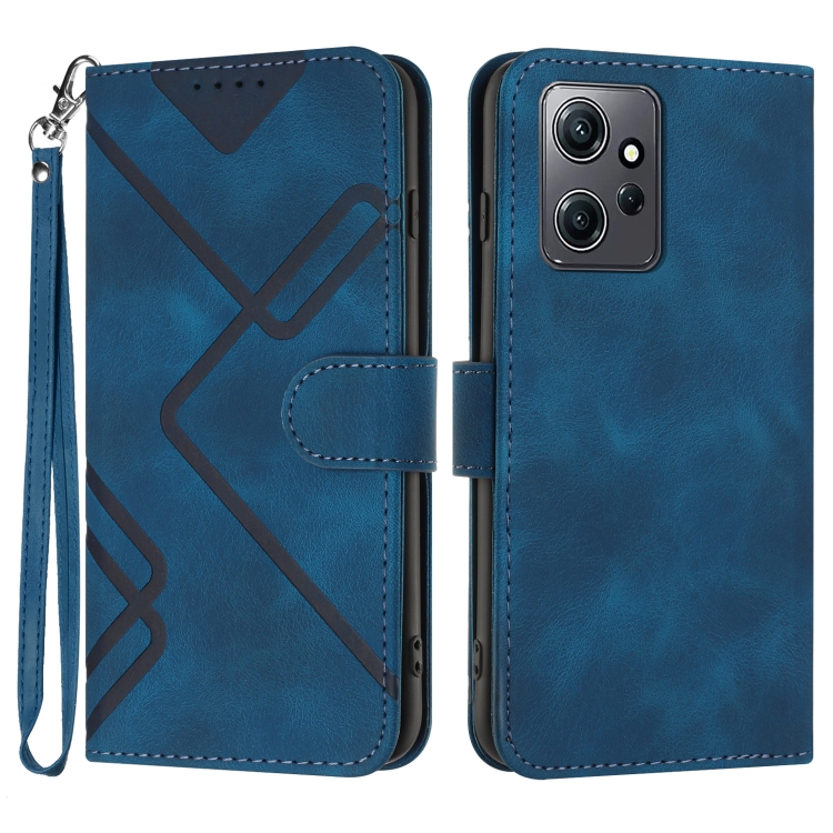 

For Xiaomi Redmi Note 12 4G Global Line Pattern Skin Feel Leather Phone Case(Royal Blue)