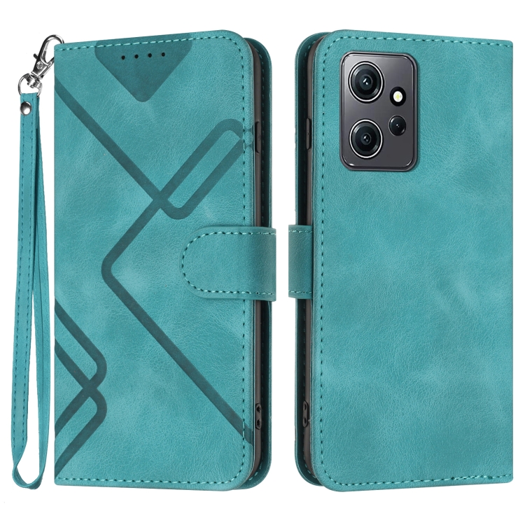 

For Xiaomi Redmi Note 12 4G Global Line Pattern Skin Feel Leather Phone Case(Light Blue)