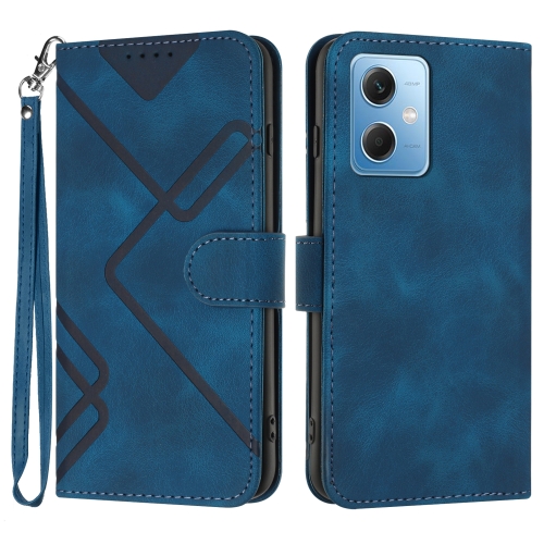 

For Xiaomi Redmi Note 12 5G Global Line Pattern Skin Feel Leather Phone Case(Royal Blue)