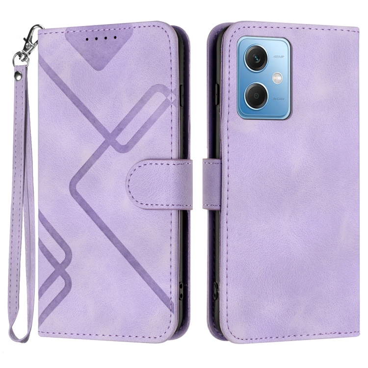 

For Xiaomi Redmi Note 12 5G Global Line Pattern Skin Feel Leather Phone Case(Light Purple)