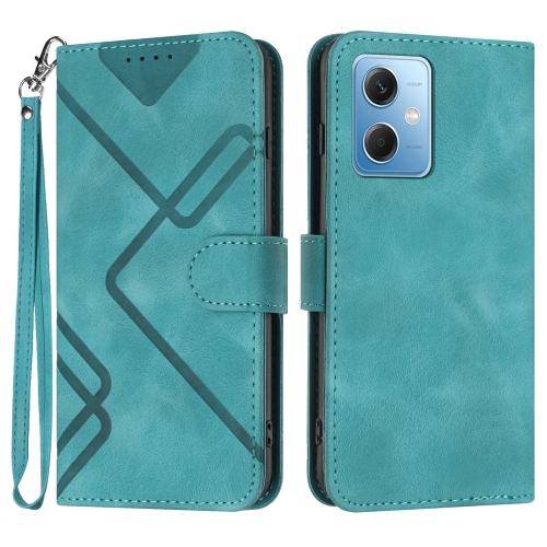 

For Xiaomi Redmi Note 12 5G Global Line Pattern Skin Feel Leather Phone Case(Light Blue)