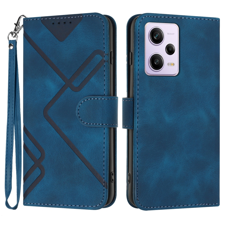 

For Xiaomi Redmi Note 12 Pro+ 4G/5G Global Line Pattern Skin Feel Leather Phone Case(Royal Blue)