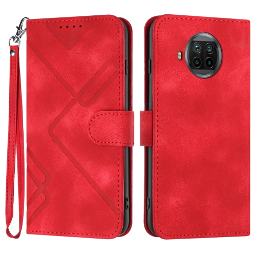 

For Xiaomi Mi 10T Lite 5G Line Pattern Skin Feel Leather Phone Case(Red)