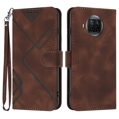 

For Xiaomi Mi 10T Lite 5G Line Pattern Skin Feel Leather Phone Case(Coffee)