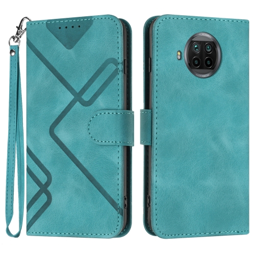 

For Xiaomi Mi 10T Lite 5G Line Pattern Skin Feel Leather Phone Case(Light Blue)